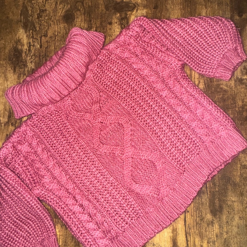 Crazy 8 Fuchsia Cable Knit Sweater